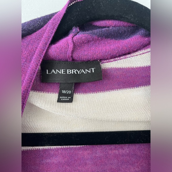 Striped Waterfall Cardigan By Lane Bryant purple and off white - Picture 5 of 5